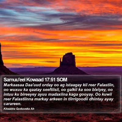 Samuu'eel Kowaad 17:51 SOM Bible Verse Image