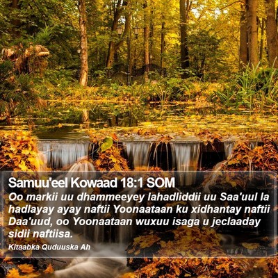 Samuu'eel Kowaad 18:1 SOM Bible Verse Image