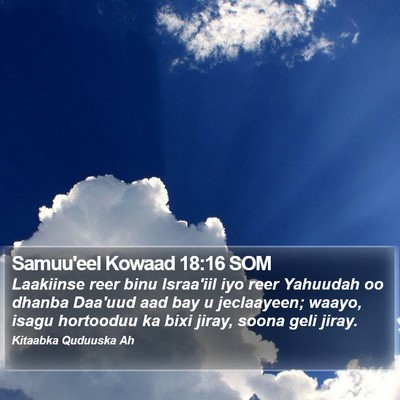 Samuu'eel Kowaad 18:16 SOM Bible Verse Image