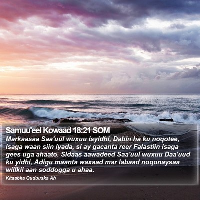 Samuu'eel Kowaad 18:21 SOM Bible Verse Image