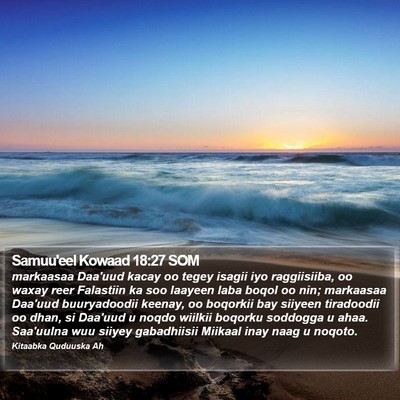 Samuu'eel Kowaad 18:27 SOM Bible Verse Image