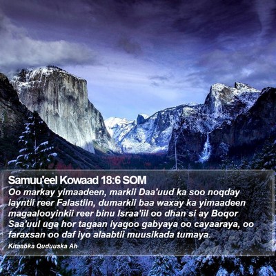Samuu'eel Kowaad 18:6 SOM Bible Verse Image