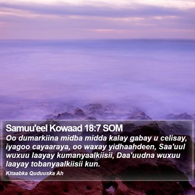 Samuu'eel Kowaad 18:7 SOM Bible Verse Image