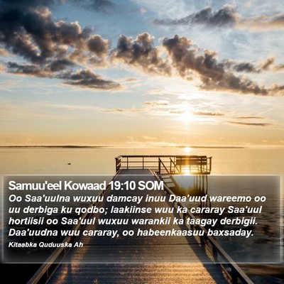 Samuu'eel Kowaad 19:10 SOM Bible Verse Image