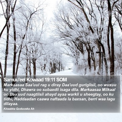 Samuu'eel Kowaad 19:11 SOM Bible Verse Image