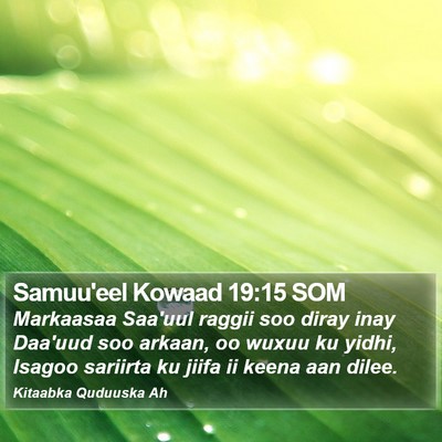 Samuu'eel Kowaad 19:15 SOM Bible Verse Image