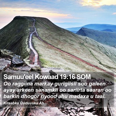 Samuu'eel Kowaad 19:16 SOM Bible Verse Image