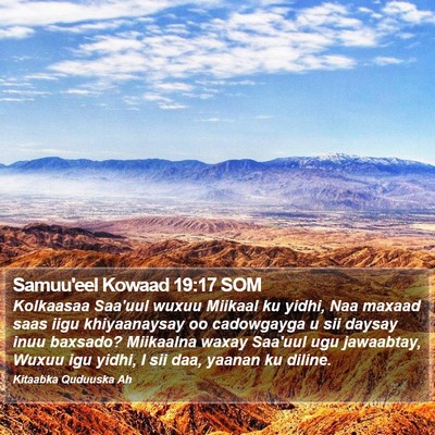 Samuu'eel Kowaad 19:17 SOM Bible Verse Image