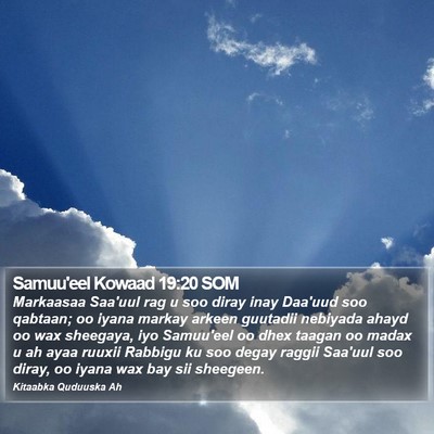 Samuu'eel Kowaad 19:20 SOM Bible Verse Image