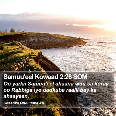 Samuu'eel Kowaad 2:26 SOM Bible Verse Image