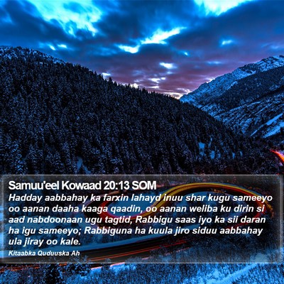 Samuu'eel Kowaad 20:13 SOM Bible Verse Image