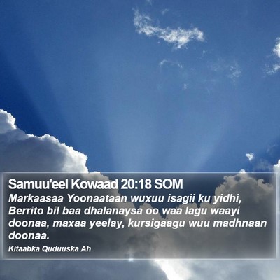 Samuu'eel Kowaad 20:18 SOM Bible Verse Image