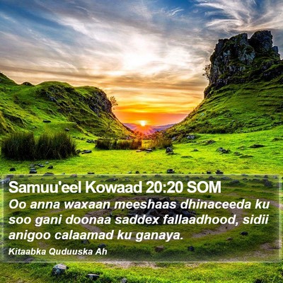 Samuu'eel Kowaad 20:20 SOM Bible Verse Image