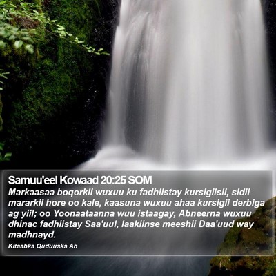 Samuu'eel Kowaad 20:25 SOM Bible Verse Image