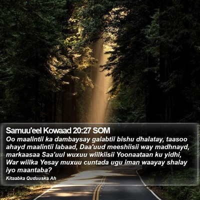 Samuu'eel Kowaad 20:27 SOM Bible Verse Image