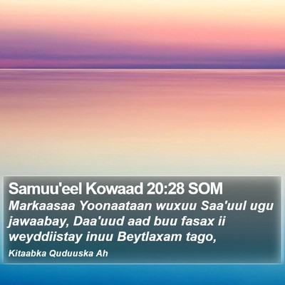 Samuu'eel Kowaad 20:28 SOM Bible Verse Image