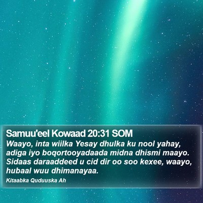 Samuu'eel Kowaad 20:31 SOM Bible Verse Image