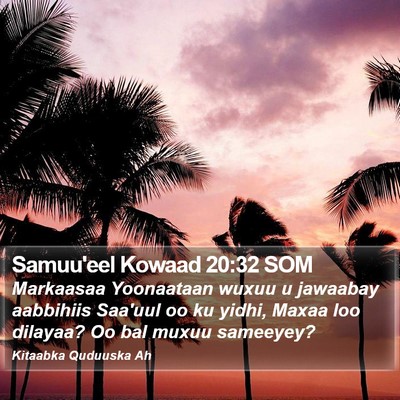 Samuu'eel Kowaad 20:32 SOM Bible Verse Image