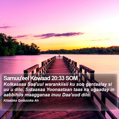 Samuu'eel Kowaad 20:33 SOM Bible Verse Image