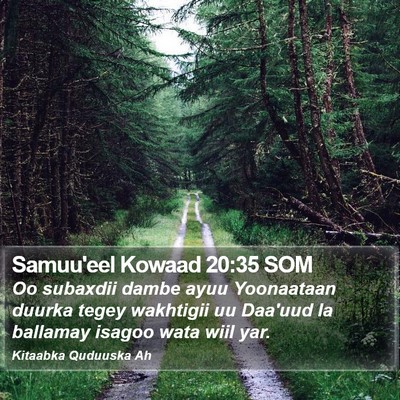 Samuu'eel Kowaad 20:35 SOM Bible Verse Image
