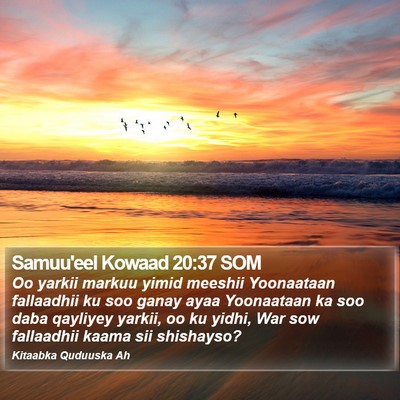 Samuu'eel Kowaad 20:37 SOM Bible Verse Image