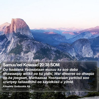 Samuu'eel Kowaad 20:38 SOM Bible Verse Image