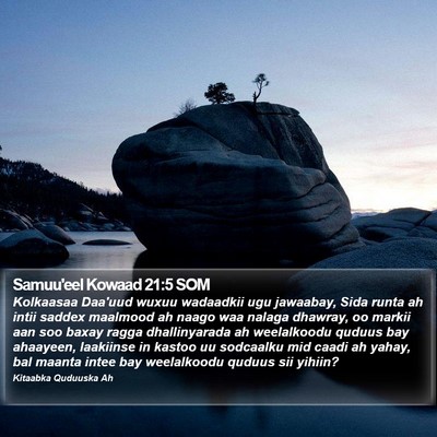 Samuu'eel Kowaad 21:5 SOM Bible Verse Image