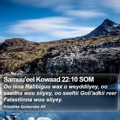 Samuu'eel Kowaad 22:10 SOM Bible Verse Image