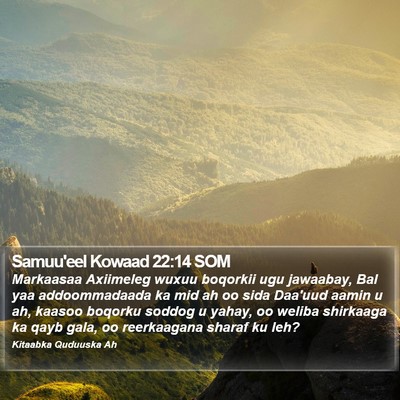 Samuu'eel Kowaad 22:14 SOM Bible Verse Image