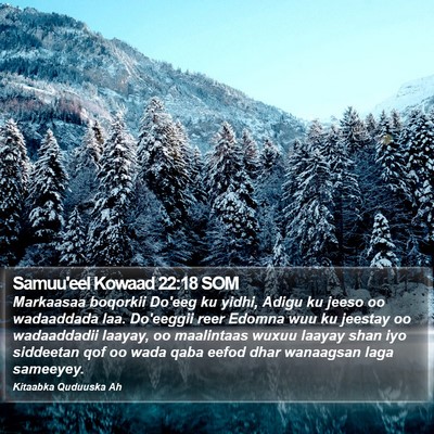 Samuu'eel Kowaad 22:18 SOM Bible Verse Image