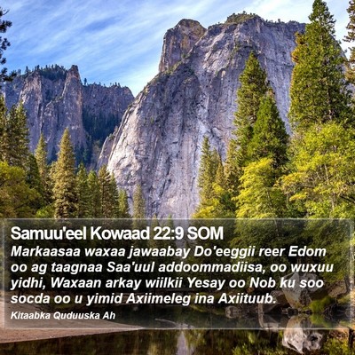 Samuu'eel Kowaad 22:9 SOM Bible Verse Image