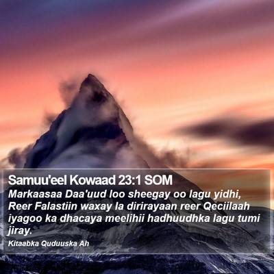 Samuu'eel Kowaad 23:1 SOM Bible Verse Image