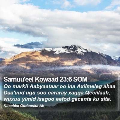 Samuu'eel Kowaad 23:6 SOM Bible Verse Image