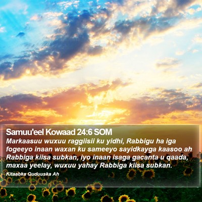 Samuu'eel Kowaad 24:6 SOM Bible Verse Image