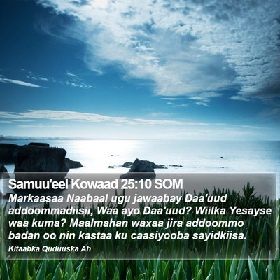 Samuu'eel Kowaad 25:10 SOM Bible Verse Image