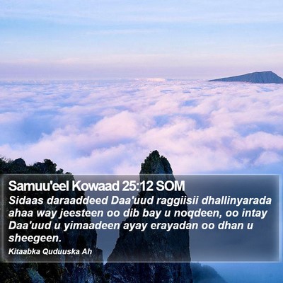 Samuu'eel Kowaad 25:12 SOM Bible Verse Image