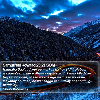 Samuu'eel Kowaad 25:21 SOM Bible Verse Image