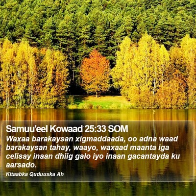 Samuu'eel Kowaad 25:33 SOM Bible Verse Image