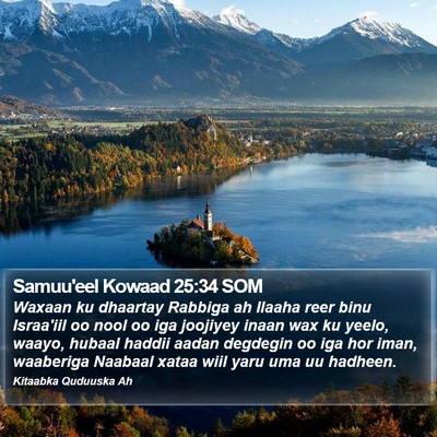Samuu'eel Kowaad 25:34 SOM Bible Verse Image