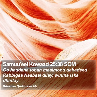 Samuu'eel Kowaad 25:38 SOM Bible Verse Image