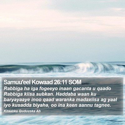Samuu'eel Kowaad 26:11 SOM Bible Verse Image