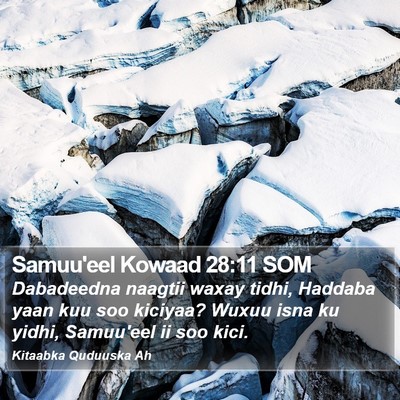 Samuu'eel Kowaad 28:11 SOM Bible Verse Image
