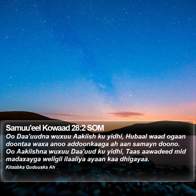Samuu'eel Kowaad 28:2 SOM Bible Verse Image