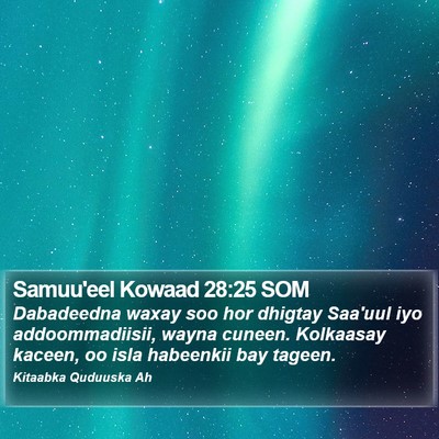 Samuu'eel Kowaad 28:25 SOM Bible Verse Image