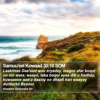 Samuu'eel Kowaad 30:10 SOM Bible Verse Image