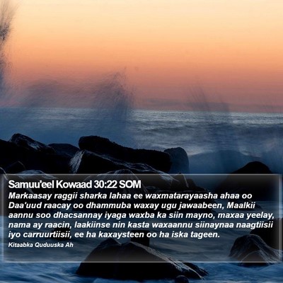 Samuu'eel Kowaad 30:22 SOM Bible Verse Image