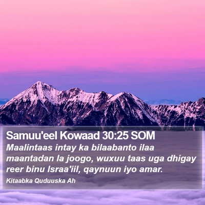 Samuu'eel Kowaad 30:25 SOM Bible Verse Image