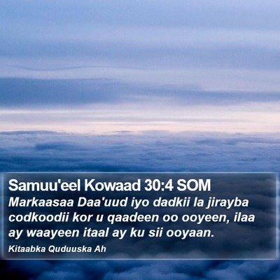 Samuu'eel Kowaad 30:4 SOM Bible Verse Image