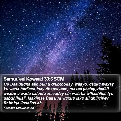 Samuu'eel Kowaad 30:6 SOM Bible Verse Image