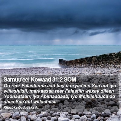 Samuu'eel Kowaad 31:2 SOM Bible Verse Image